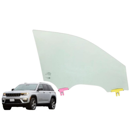 SZYBA BOCZNA BOK JEEP GRAND CHEROKEE 2022- ZIELONA LEWA PRZEDNIA OPUSZCZANA KLEJONA